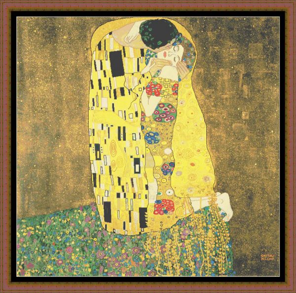 Patrones de punto de cruz de El beso de Gustav Klimt a 120 cm