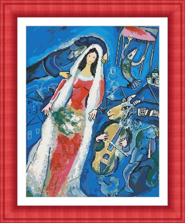 Patrones de punto de cruz de La mariée de Marc Chagall