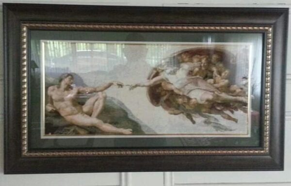 Cross stitch charts of the Creation of Adam by Michelangelo