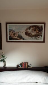 Cross stitch charts of the Creation of Adam by Michelangelo