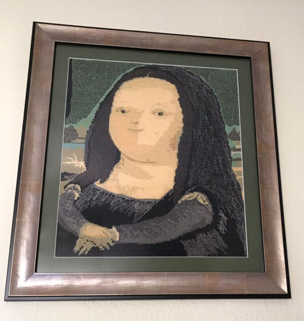 Cross stitch scheme of the Mona Lisa painting by F. Botero