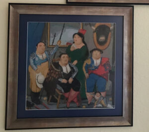 Esquema de punto de cruz del cuadro de Toreros pintado por Botero acabado