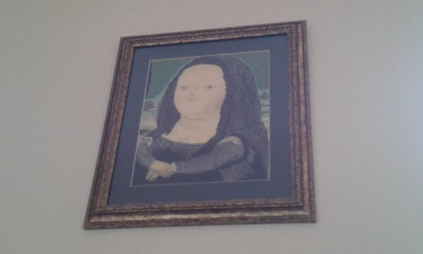 Cross stitch scheme of the Mona Lisa painting by F. Botero