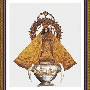 Patrones de punto de cruz de la Virgen del Cobre con manto dorado