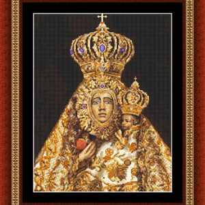 Patrones de punto de cruz de la Virgen de la Cabeza de Andújar con manto dorado