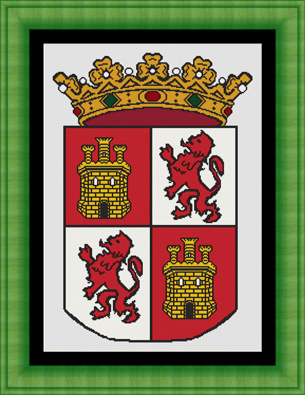 Esquema de punto de cruz del escudo de Castilla y León