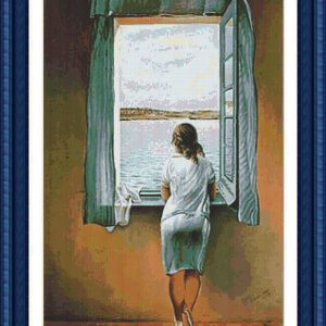 Esquema de punto de cruz de Muchacha en la ventana-Salvador Dalí