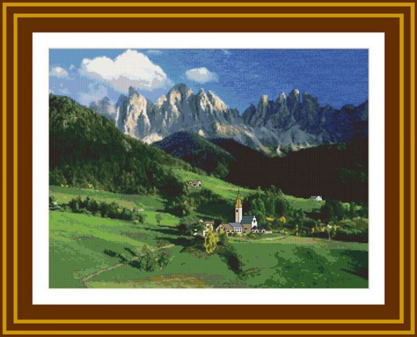 Patrones de punto de cruz de los Alpes Dolomitas (Italia)