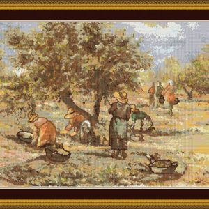 Patrones de punto de cruz de campesinos en un olivar