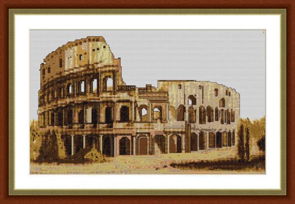 Patrones de punto de cruz del Coliseo de Roma