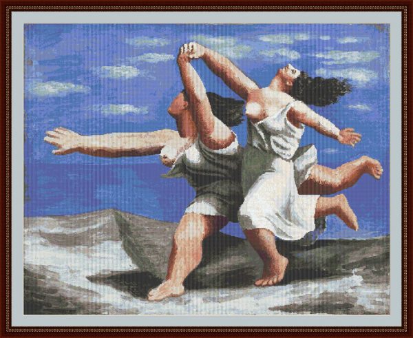 Patrones de punto de cruz de Dos mujeres corriendo por la playa, de Picasso