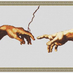 Cross-stitch diagram of the detail of the creation of Adam