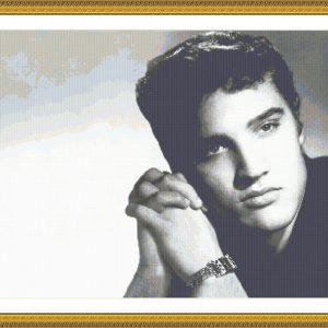 Esquema de punto de cruz de Elvis Presley de joven