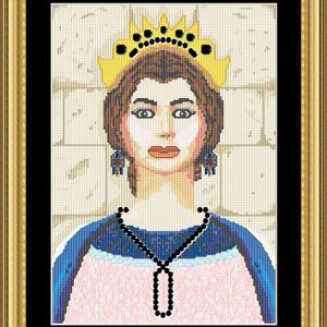 Cross-stitch scheme of a young giantess from Solsona