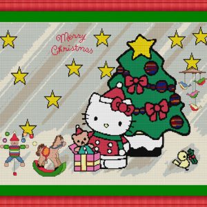 Hello Kitty Christmas cross stitch scheme