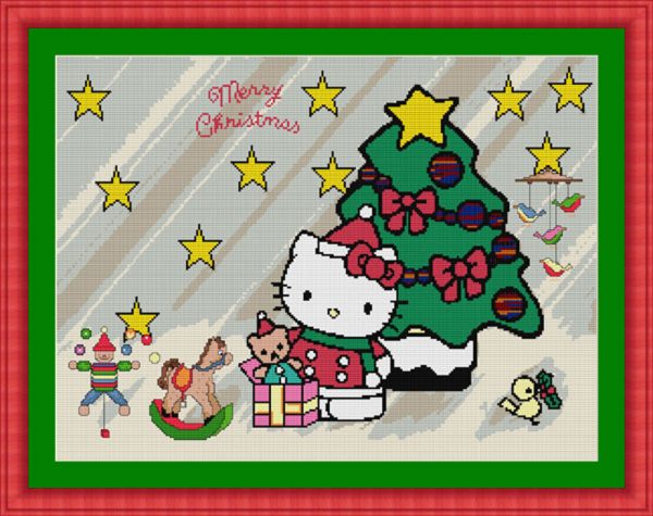 Hello Kitty Christmas cross stitch scheme