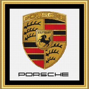 Patrones de punto de cruz del escudo Porsche