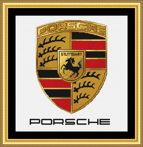 Patrones de punto de cruz del escudo Porsche