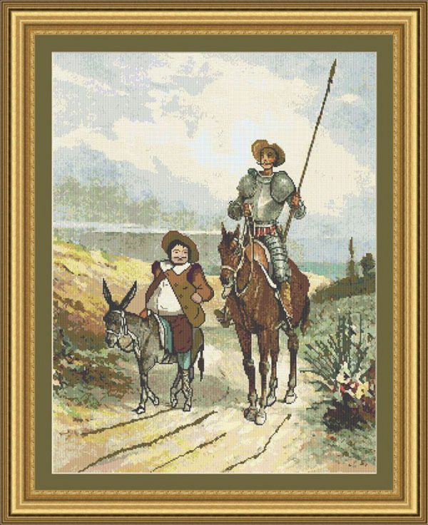 Patrones de punto de cruz de Don Quijote y Sancho Panza