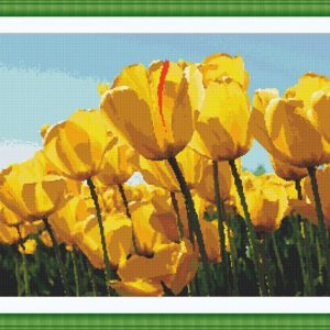 Patrones de punto de cruz de tulipanes amarillos