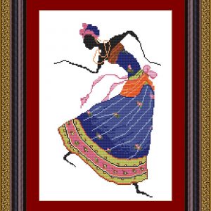 Esquema de punto de cruz de una mujer africana bailando