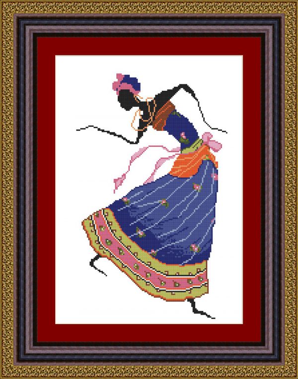 Cross-stitch scheme of an African woman dancing