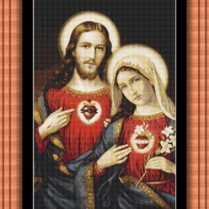 Patrones de punto de cruz de la Virgen y Jesús del Sagrado Corazón