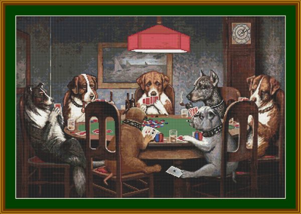 Patrones de punto de cruz de Perros jugando al Póker