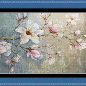Patrones de punto de cruz de flores de magnolia