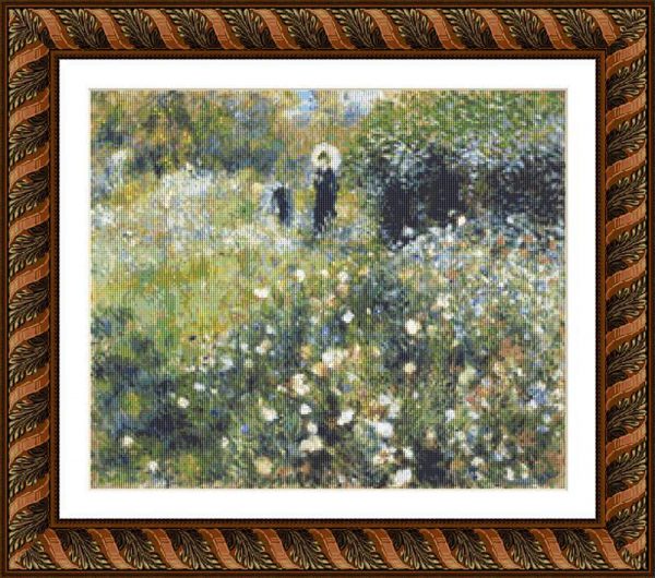 Cross-stitch chart of Woman with a Parasol in a Garden, by Renoir