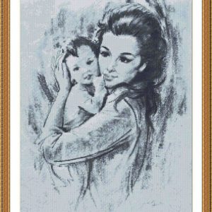 Mother with baby cross stitch scheme