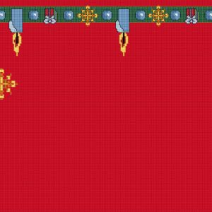 Cross-stitch scheme of a Christmas border with candles and gifts