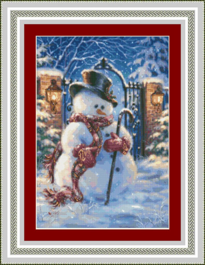 Cross stitch scheme of a snowman