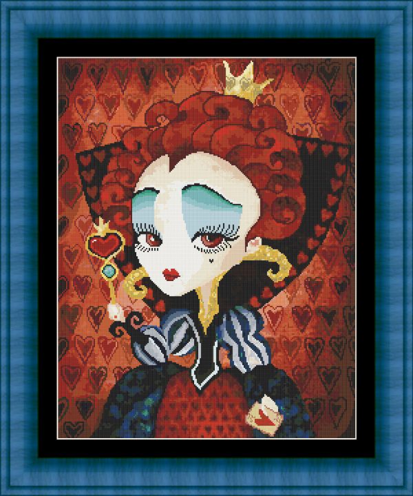 Cross stitch scheme of the Queen of Hearts