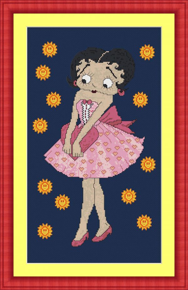 Patrones de punto de cruz de Betty Boop corazones