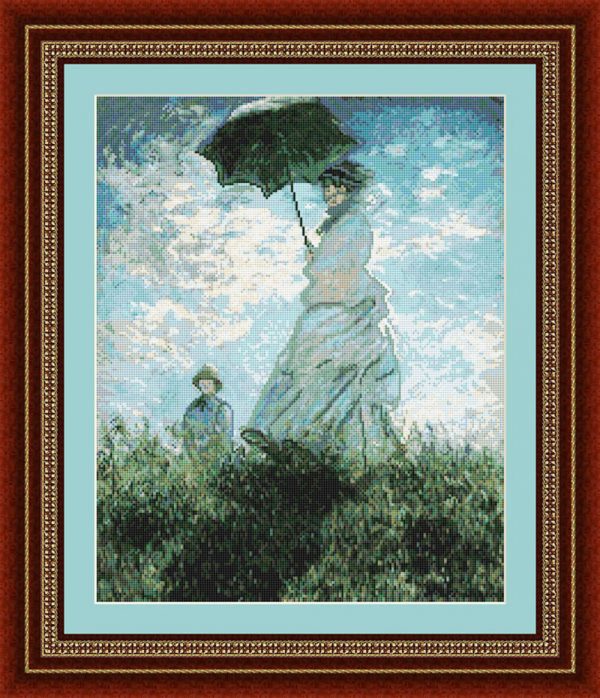 Patrones de punto de cruz de Mujer con parasol de Monet