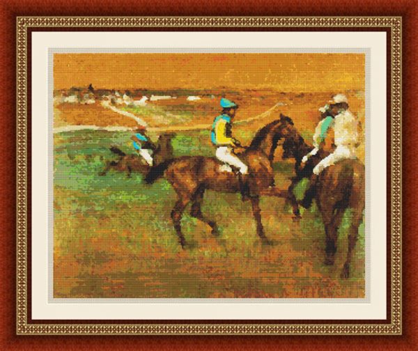 Patrones de punto de cruz de Carrera de caballos de Degas