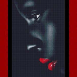 Patrones de punto de cruz de Mujer negra de perfil con labios rojos