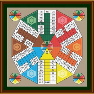 Patrones de punto de cruz del juego de parchís de 6 jugadores versión 2