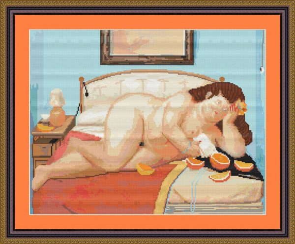 Patrones de punto de cruz de la maja desnuda de Fernando Botero