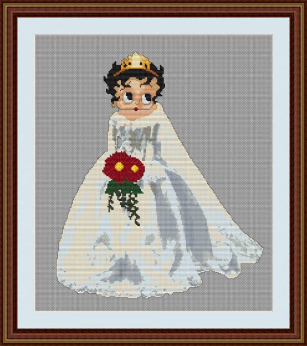 Patrones de punto de cruz de Betty Boop con vestido de novia