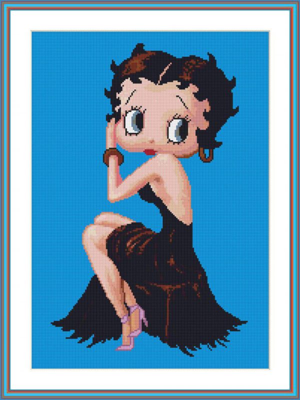 Patrones de punto de cruz de Betty Boop con un vestido elegante