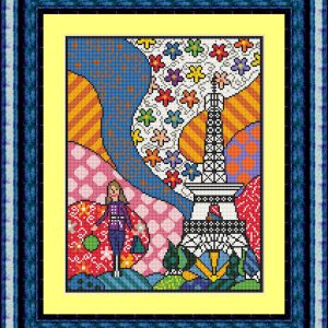Patrones de punto de cruz de cuadro pop de la Torre Eiffel a 30 cm