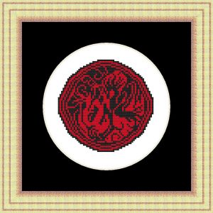 Patrones de punto de cruz de Yin-yang rojo versión 1