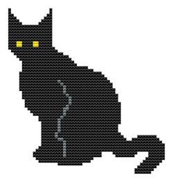 Patrones de punto de cruz de un gato negro