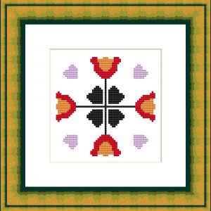 Patrones de punto de cruz de Tulipanes y corazones (patchwork)