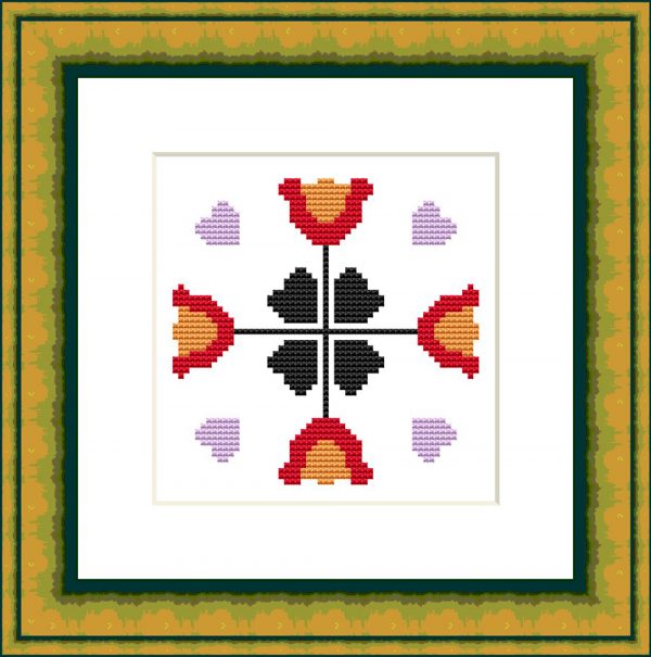 Patrones de punto de cruz de Tulipanes y corazones (patchwork)