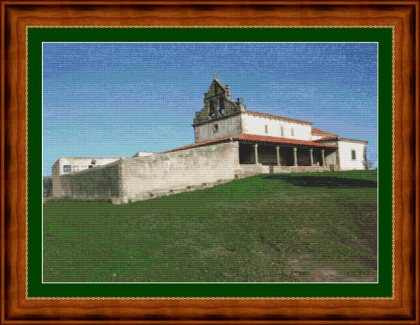 Cross stitch scheme of the church of San Félix de Oles (Asturias)