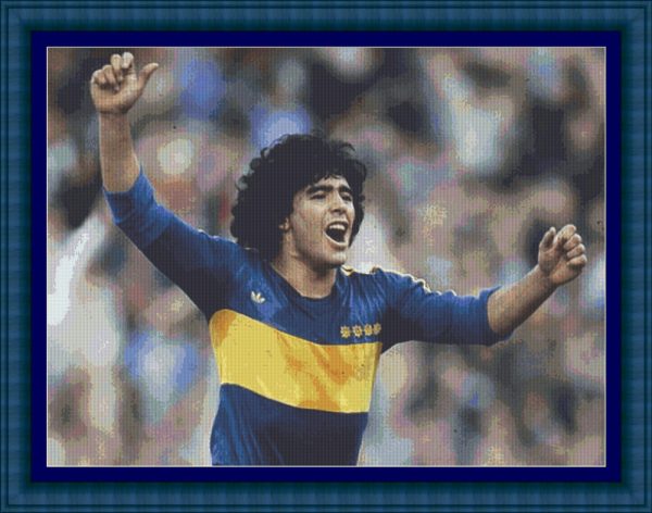 Esquema de punto de cruz de Maradona con camiseta de Boca Juniors