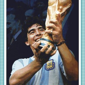 Esquema de punto de cruz de Maradona con la camiseta de Argentina